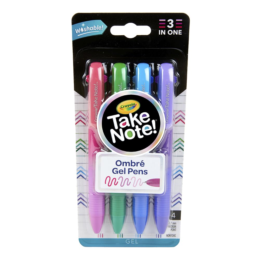 Crayola Washable Gel Pen Set, 3 Shades in 1 Pen, Office & School Supplies, 4 Count