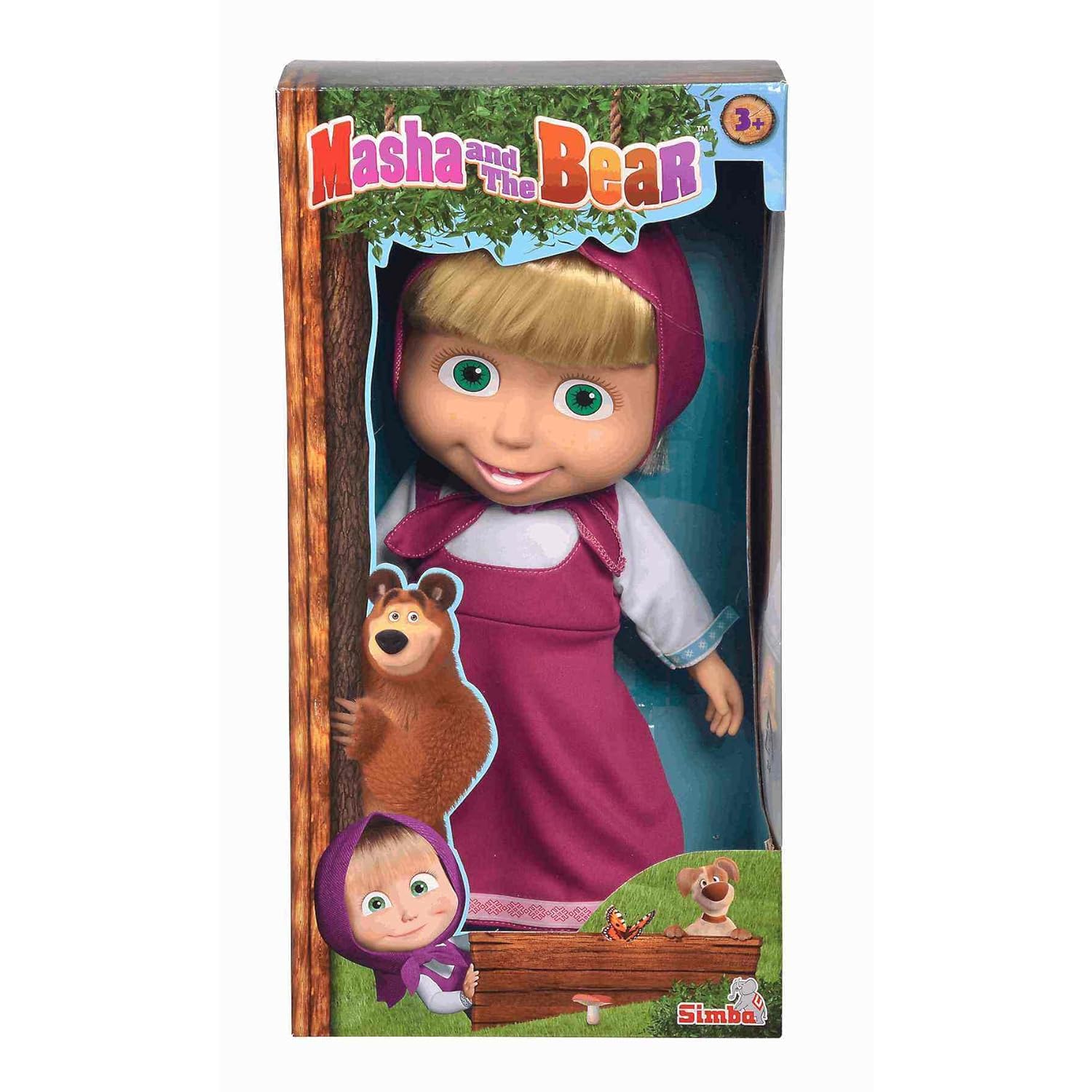 Simba 109301067 Masha and the Bear Soft Body Doll, 40 cm, in Classic Outfit, from 3 Years