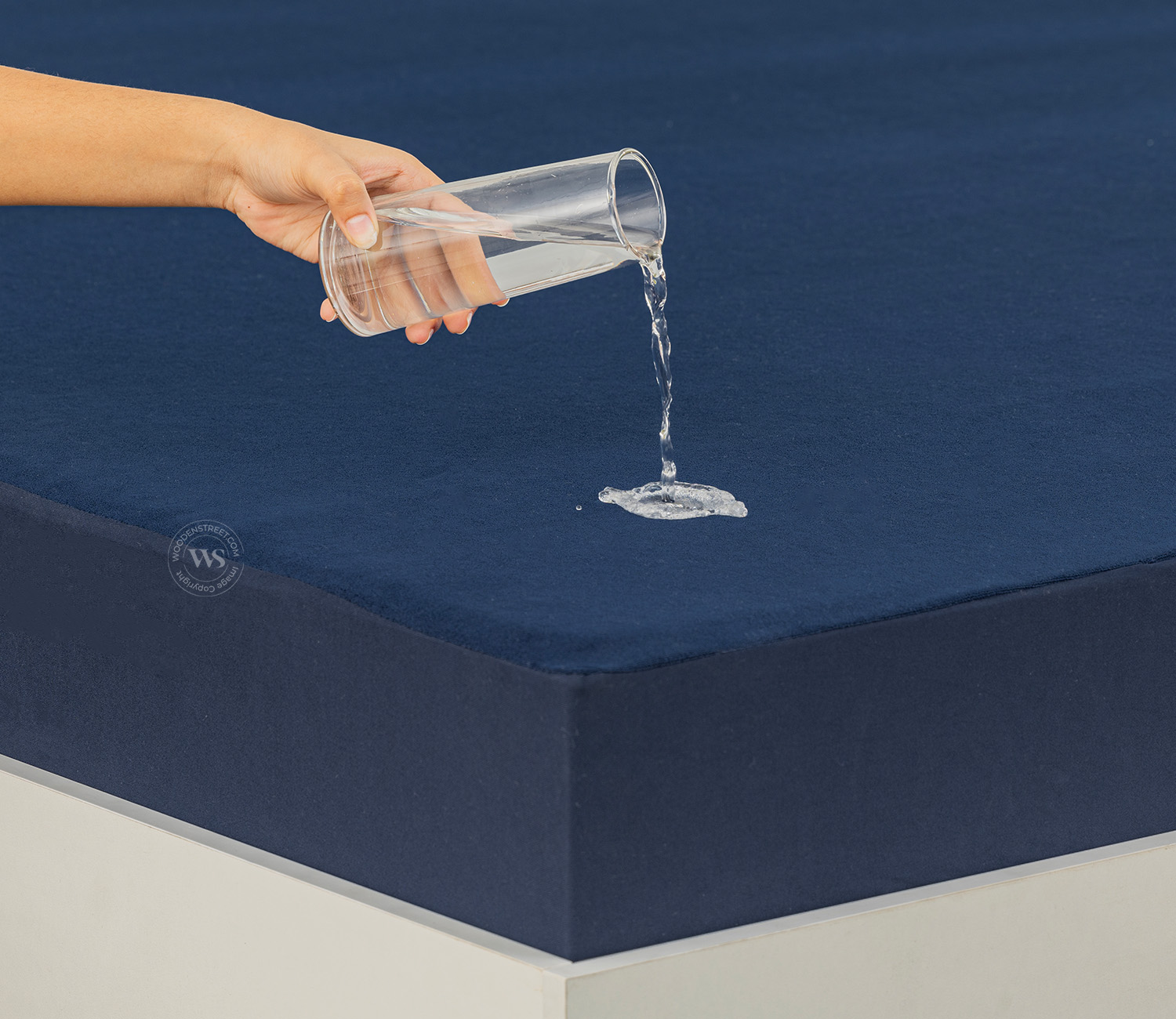 Featherix Cotton Feel Terry Ultra Soft Breathable Hypoallergenic Waterproof Mattress Protector – King Size (Dark Blue, 72x72 inches)