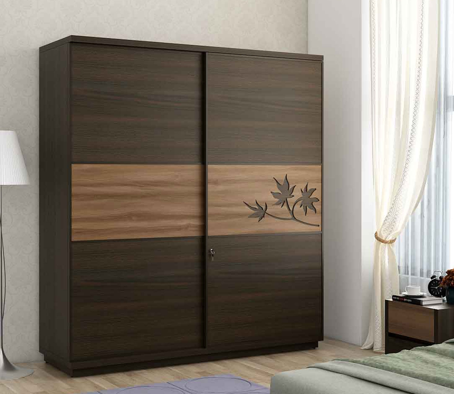 Maple 2 Door Sliding Wardrobe – Flowery Wenge Finish