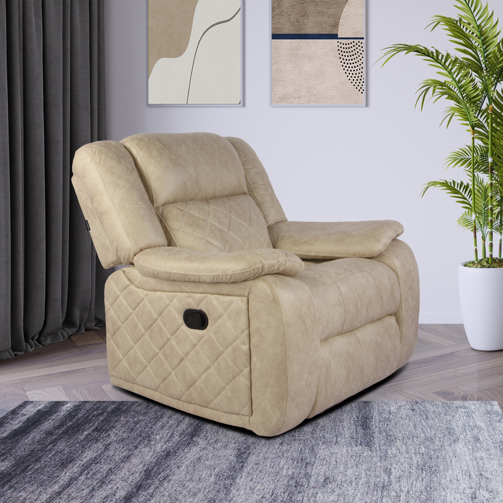 Primrose Christie Single Seater Manual 1R Recliner - Beige