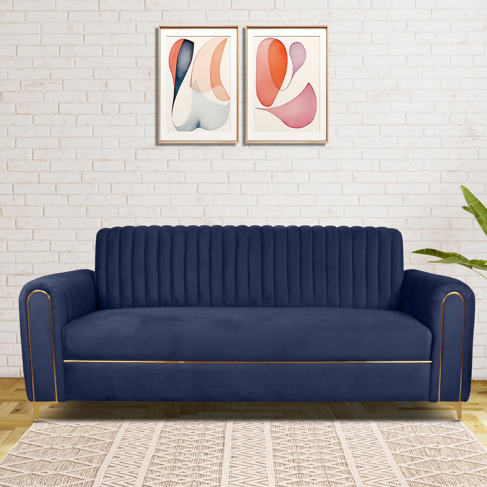 Primrose Austin Living Room 3 Seater Sofa Set - Blue