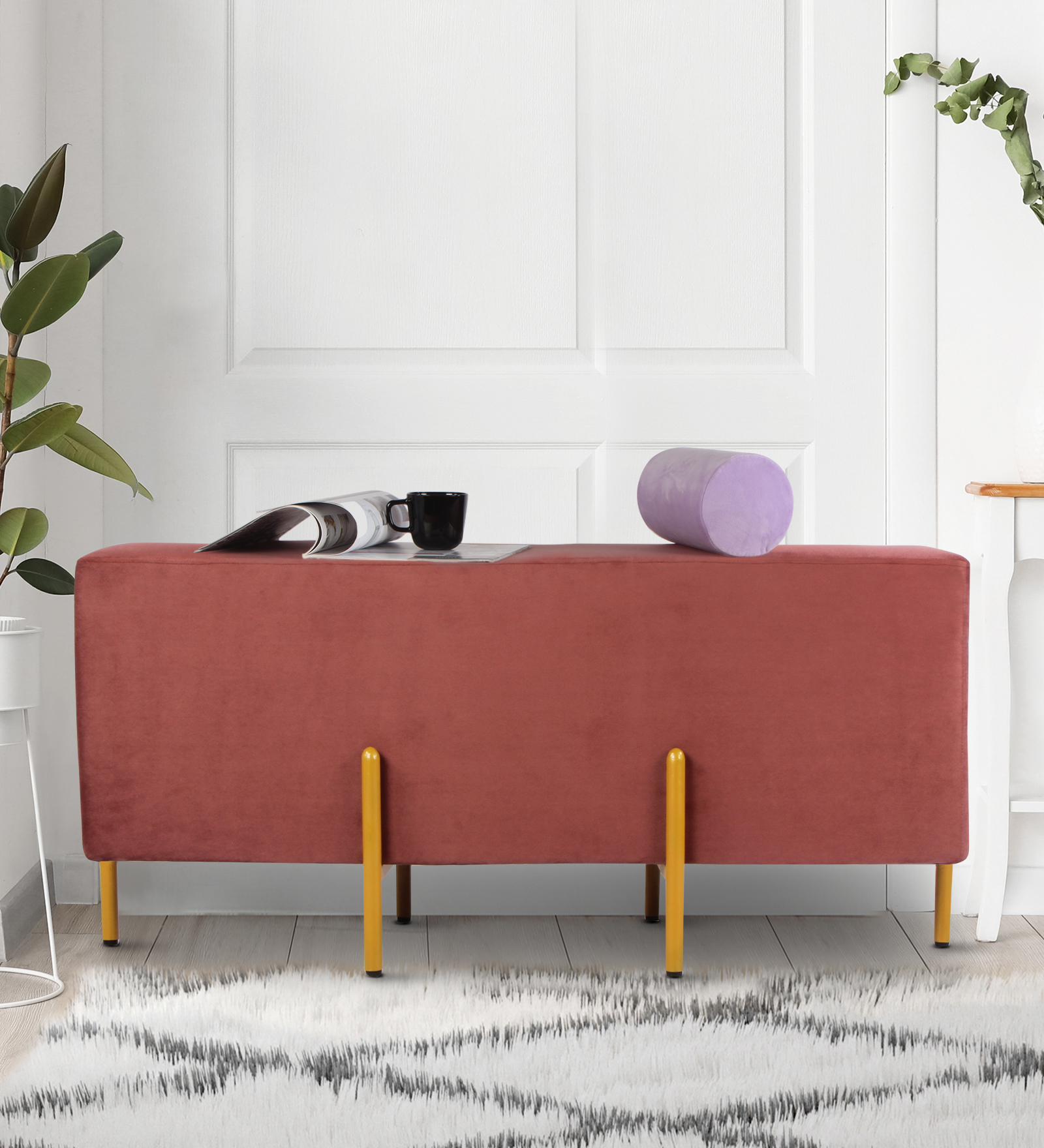 Primrose Fresca Ottoman Sitting, Pouffes Stool for Living Room - Rose