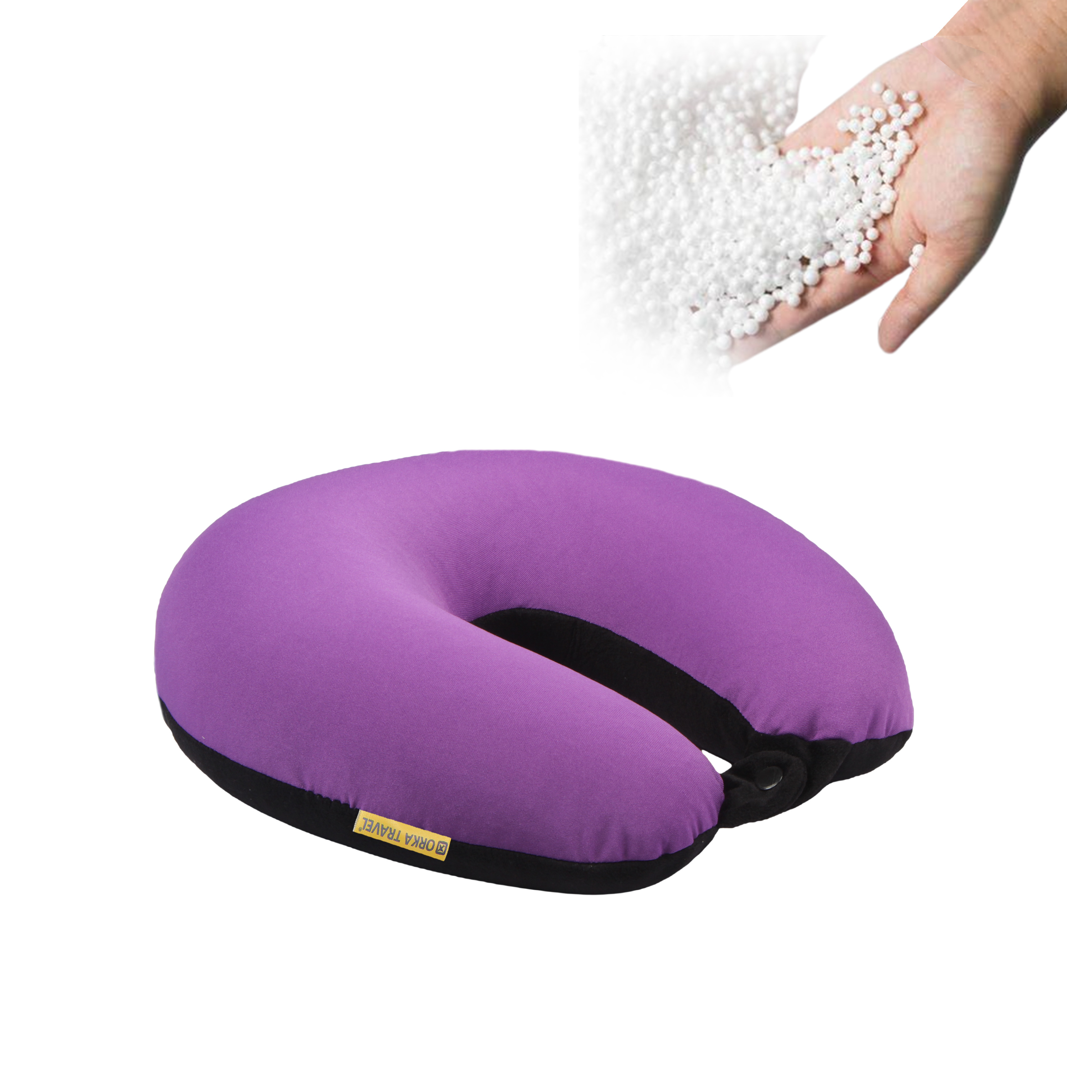 Orka Travel Solid Microbeads U Neck - Purple, Black
