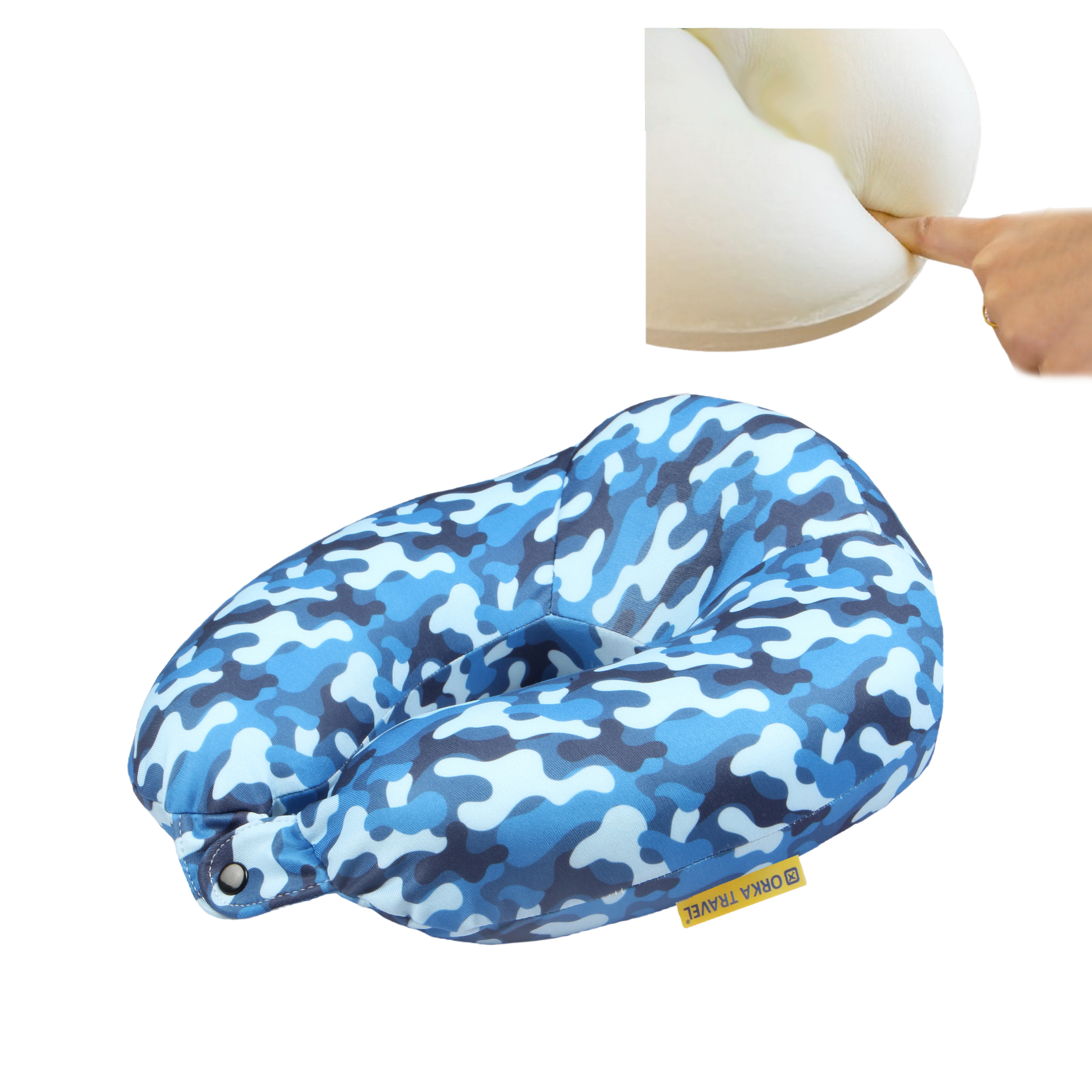 Orka Travel Digital Printed High Back Memory Foam U Neck - Camo Blue