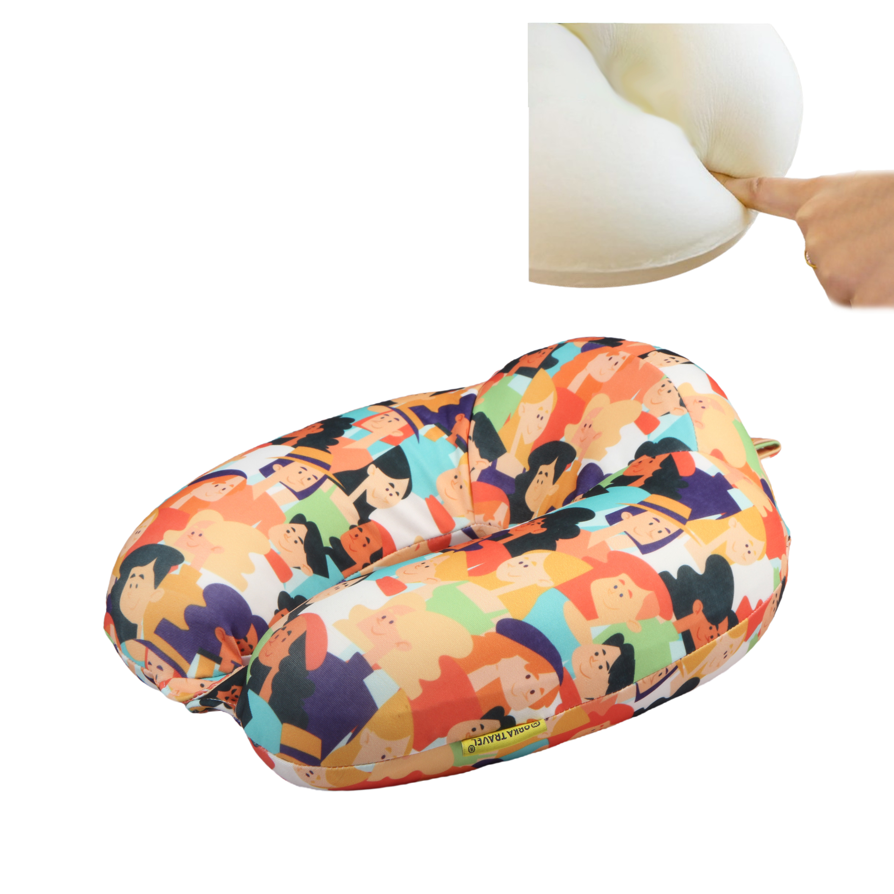 Orka Travel Digital Printed High Back Memory Foam U Neck - People