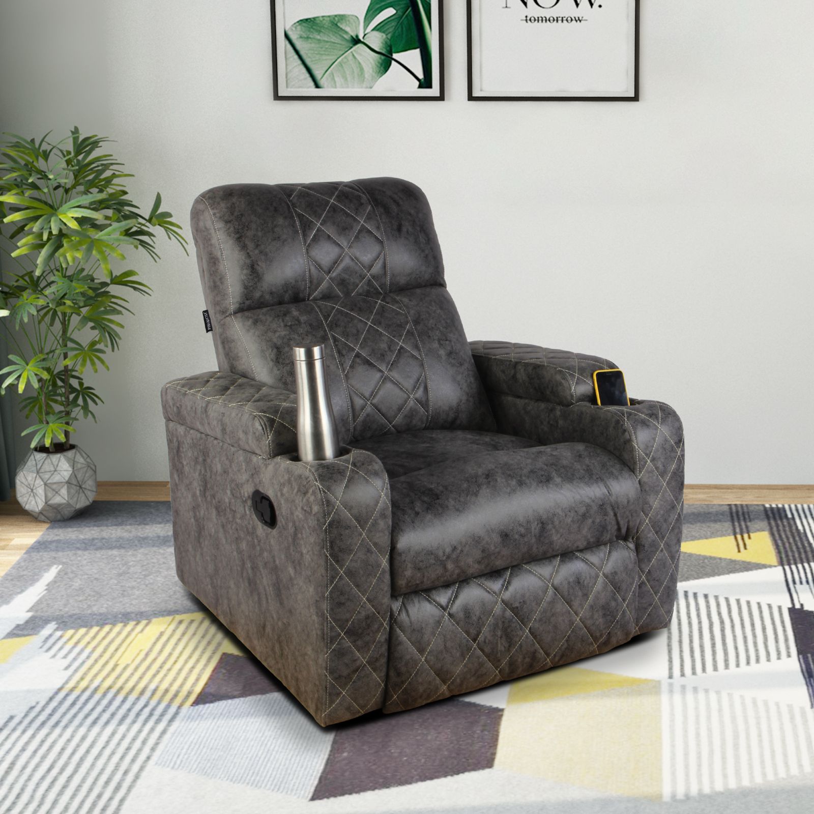 Primrose Victoria Single Seater Living Room Manual 1R Recliner - Grey