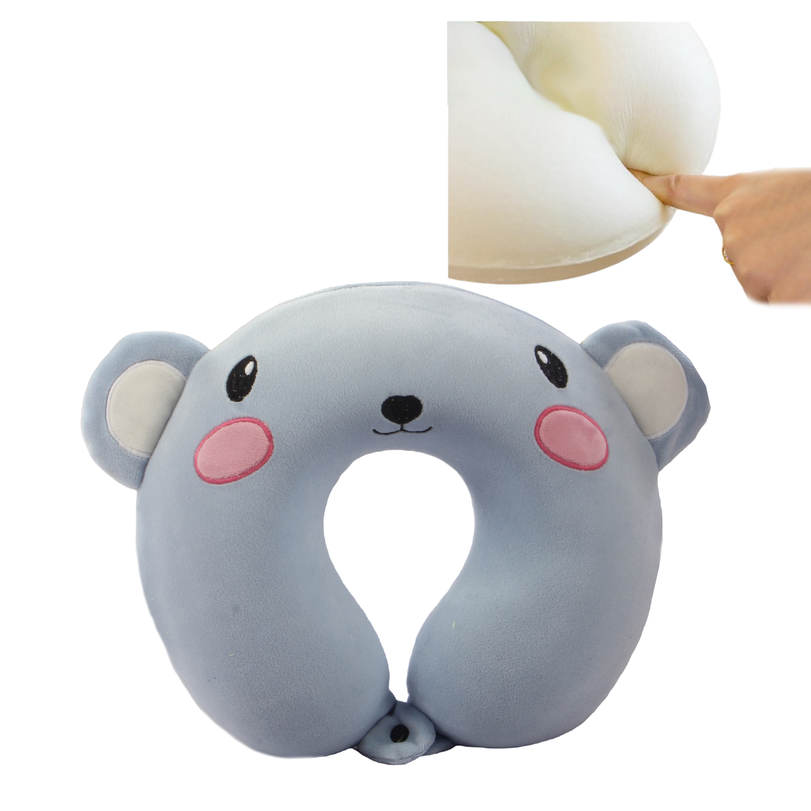 Orka Kids Embroidery Memory Foam U Neck - Grey