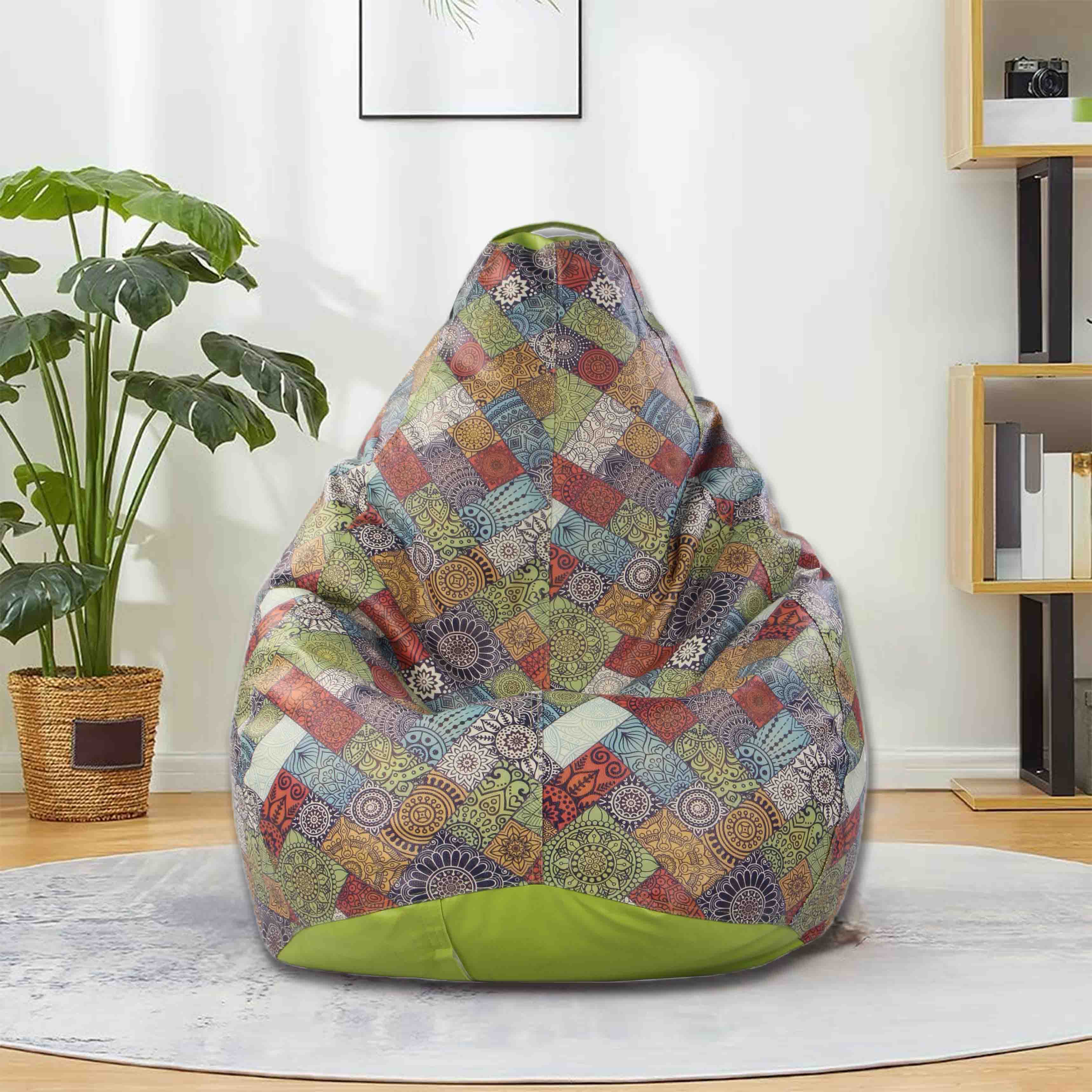 Orka Digital Printed Mandala Graphic XXXL Bean Bag Filled With Beans