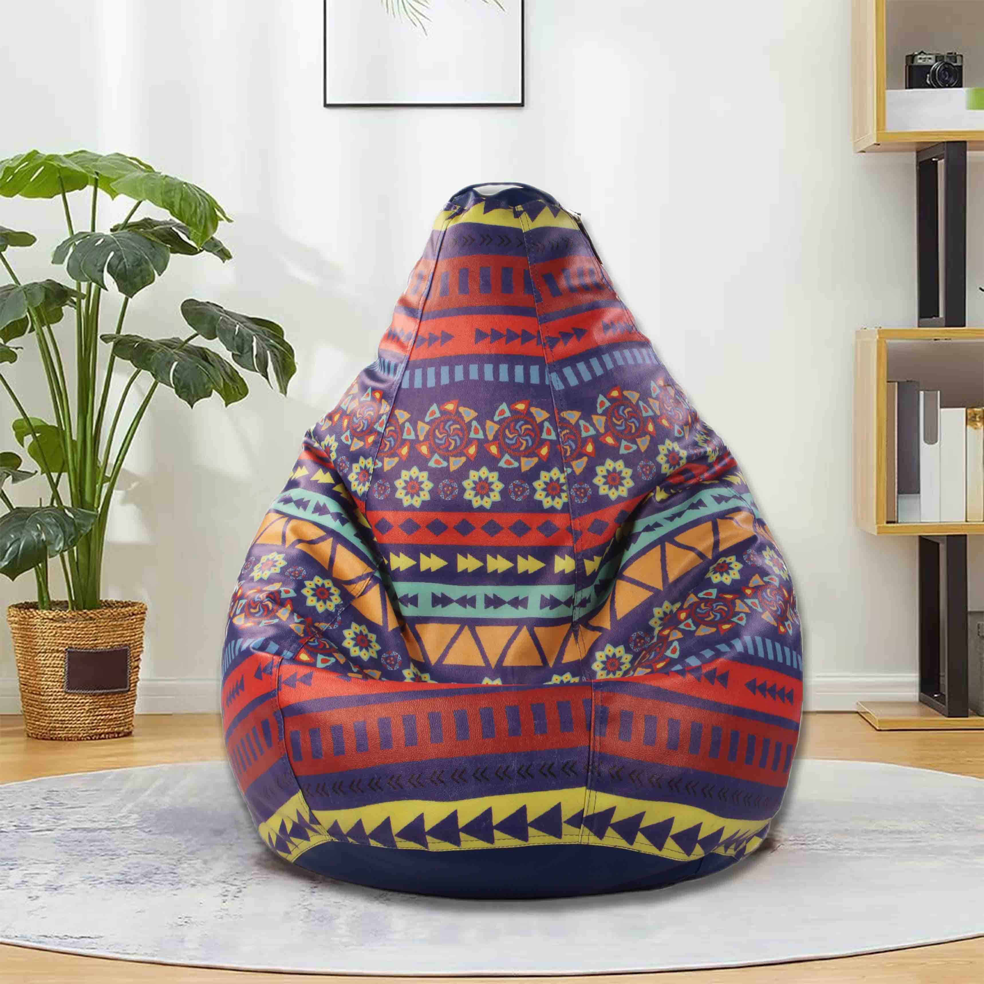 Orka Digital Printed Tribal Theme Jumbo Bean Bag Filled With Beans