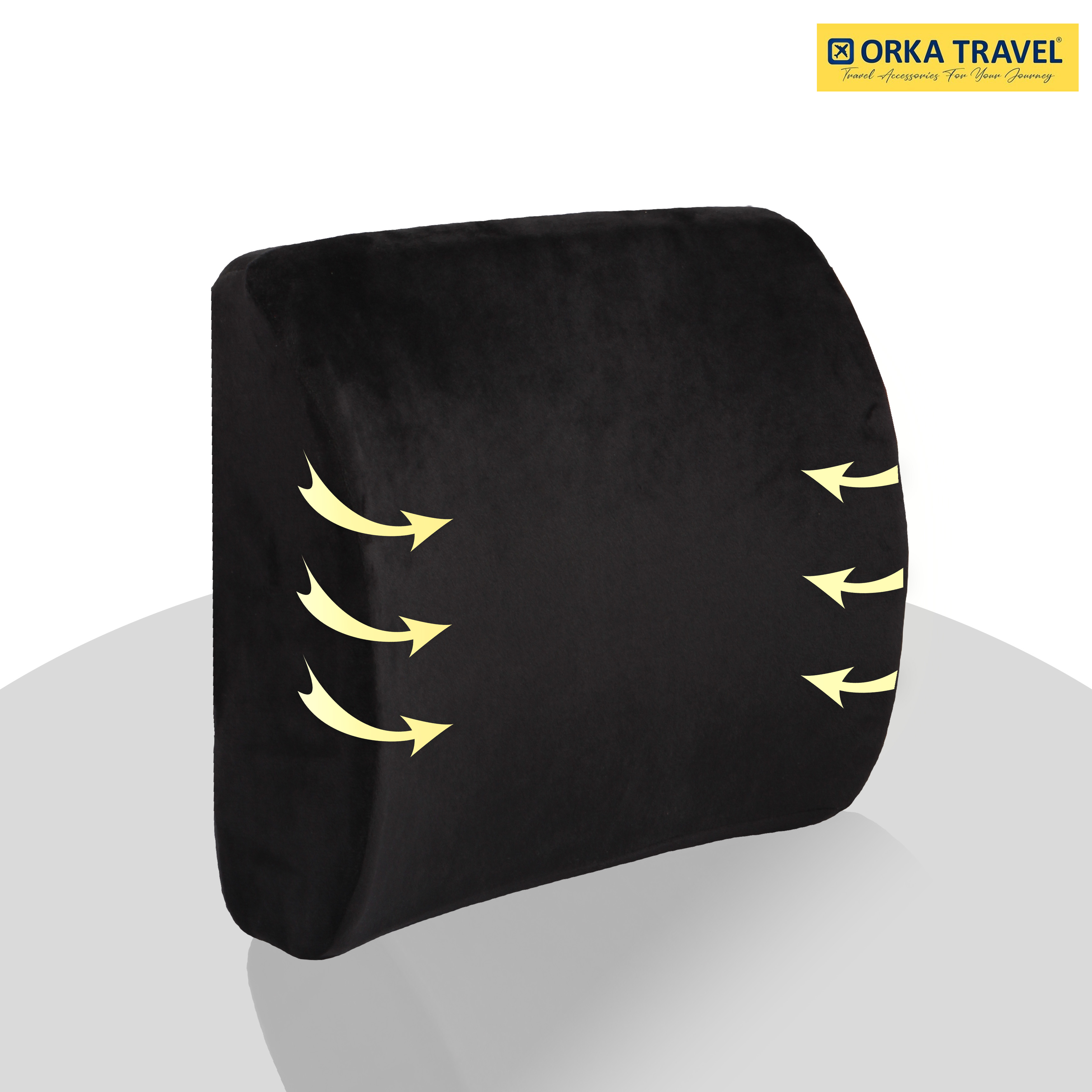ORKA TRAVEL Elle Orthopedic Optimal Back Support Cushion with Memory Foam (Black)