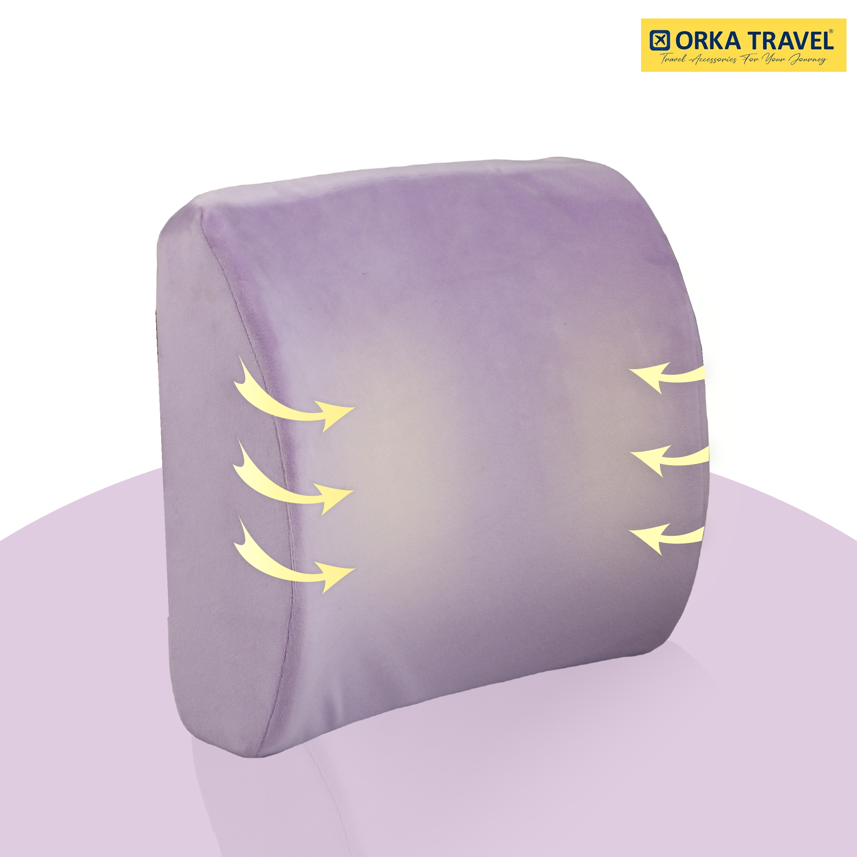 ORKA TRAVEL Elle Orthopedic Optimal Back Support Cushion with Memory Foam (Purple)
