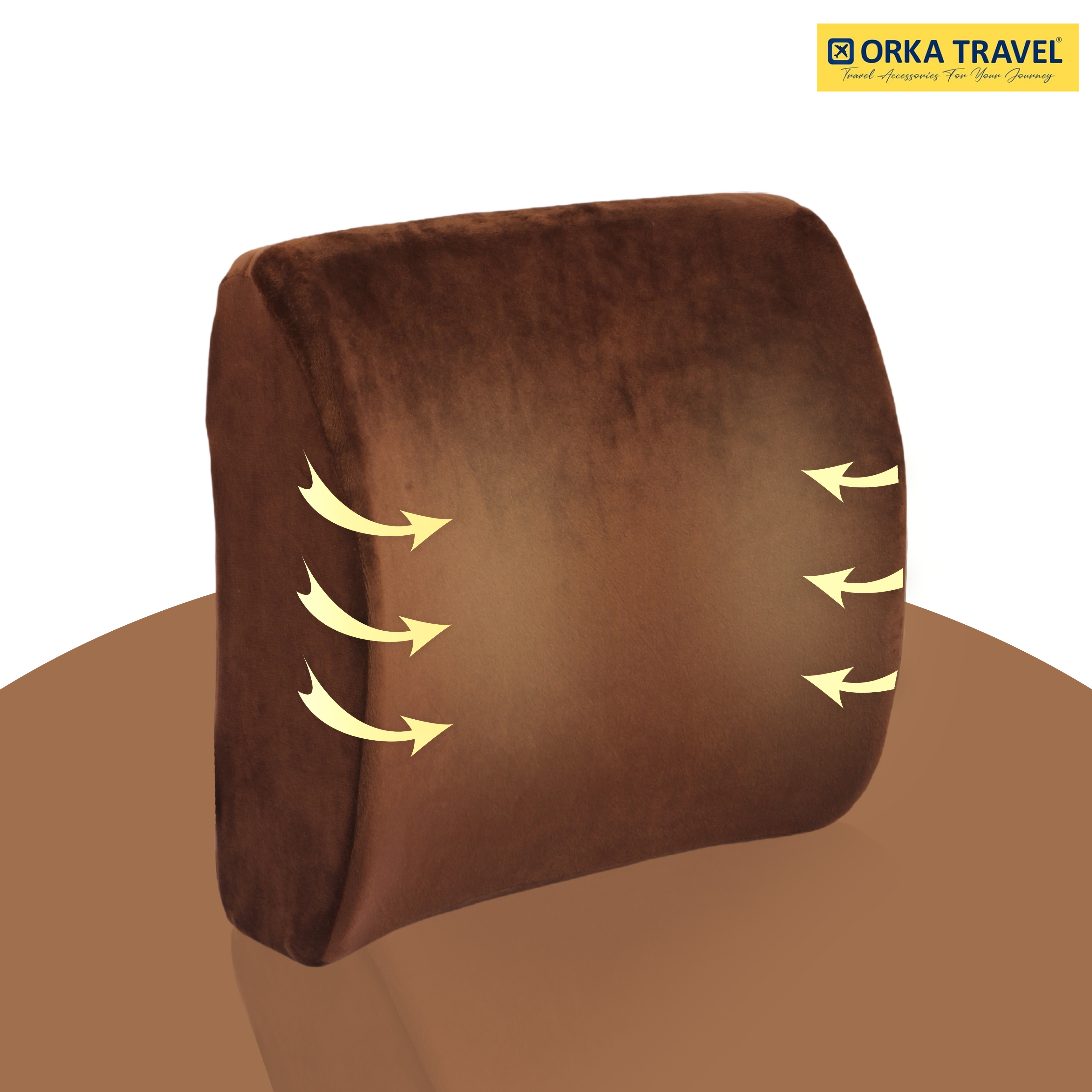 ORKA TRAVEL Elle Orthopedic Optimal Back Support Cushion with Memory Foam (Brown)