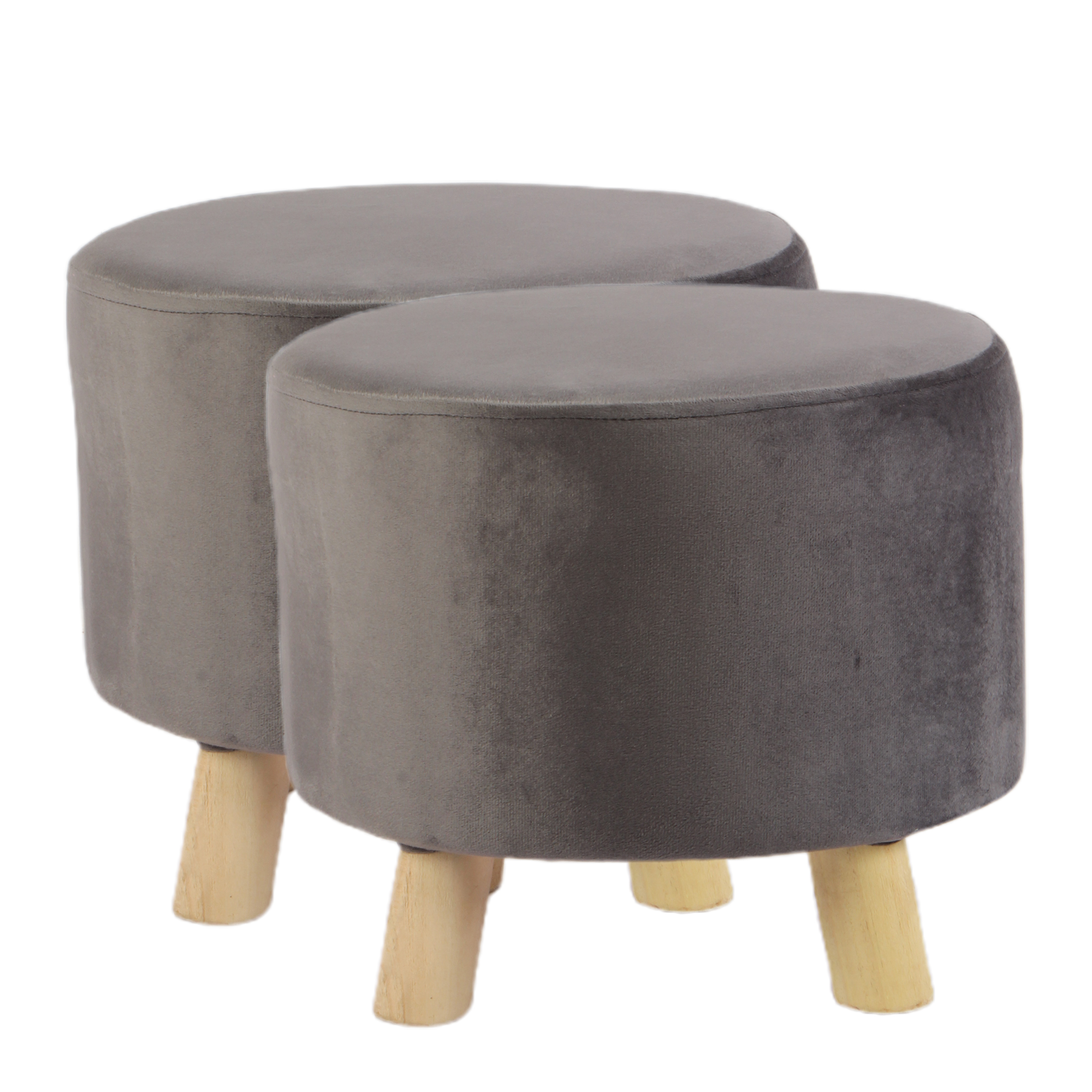 Primrose Velvet Fabric Emily Ottoman Pack of 2 - Grey