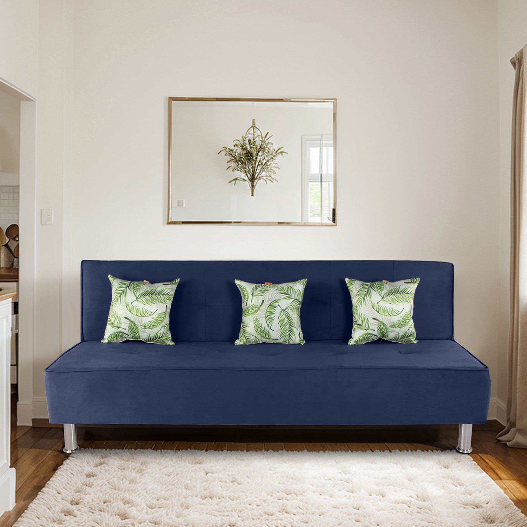 Primrose Cyrus 3 Seater Sofa Cum Bed - Blue