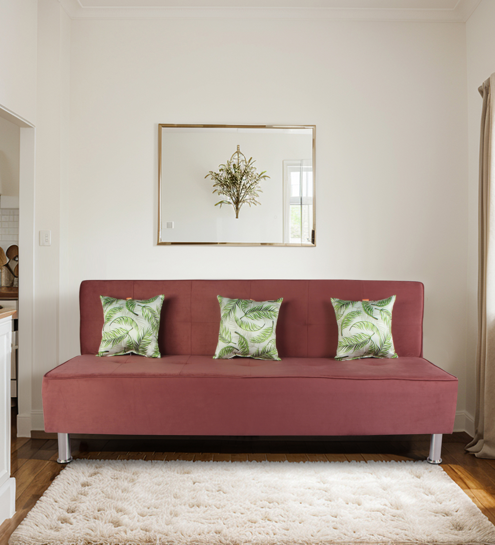 Primrose Cyrus 3 Seater Sofa Cum Bed - Pink