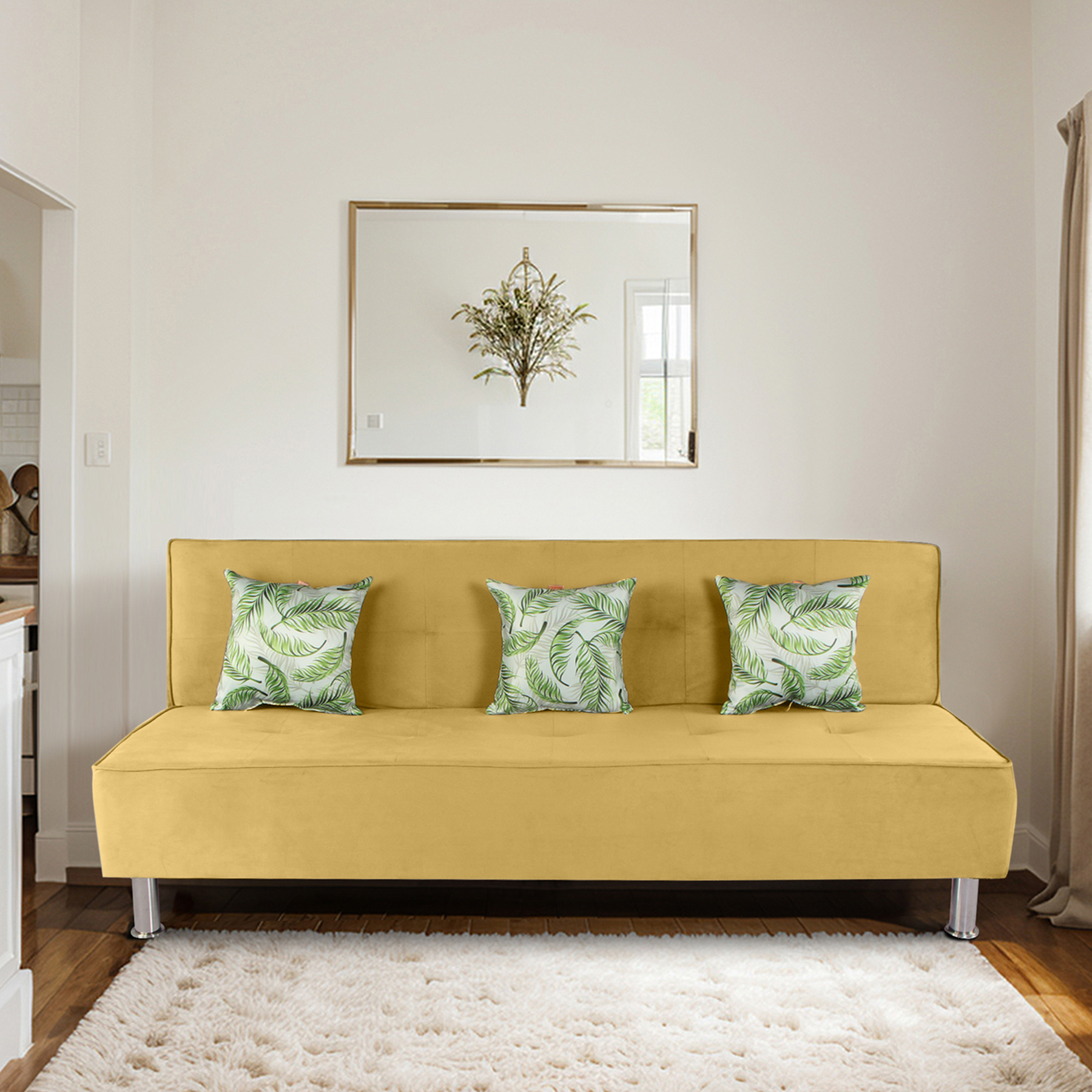 Primrose Cyrus 3 Seater Sofa Cum Bed - Yellow