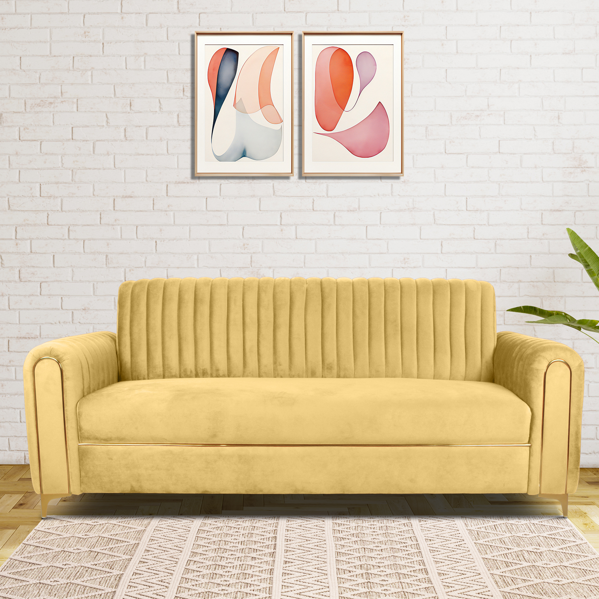 Primrose Austin 3 Seater Sofa - Yellow