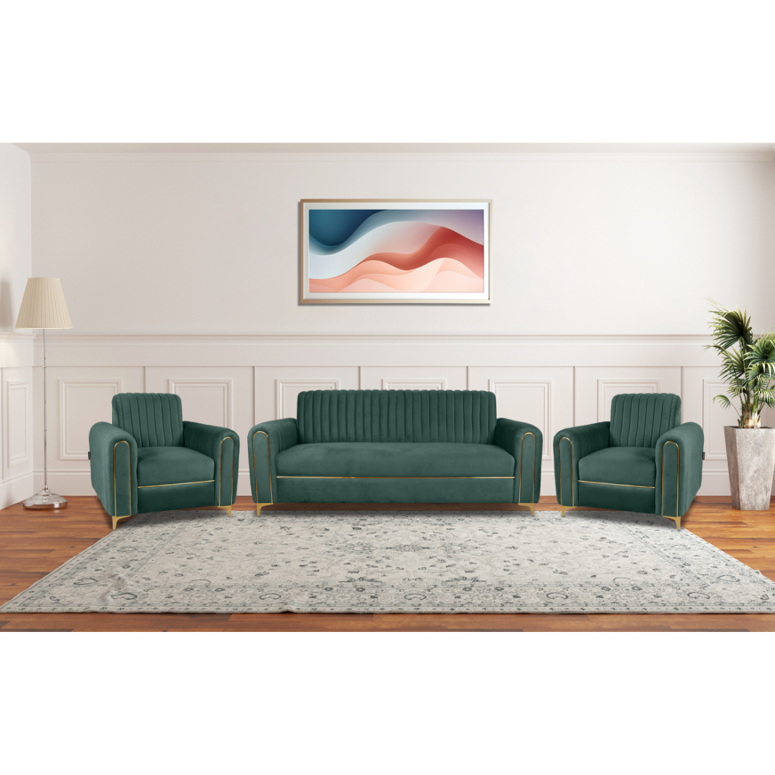 Primrose Austin 3+1+1 Seater Sofa Set - Green