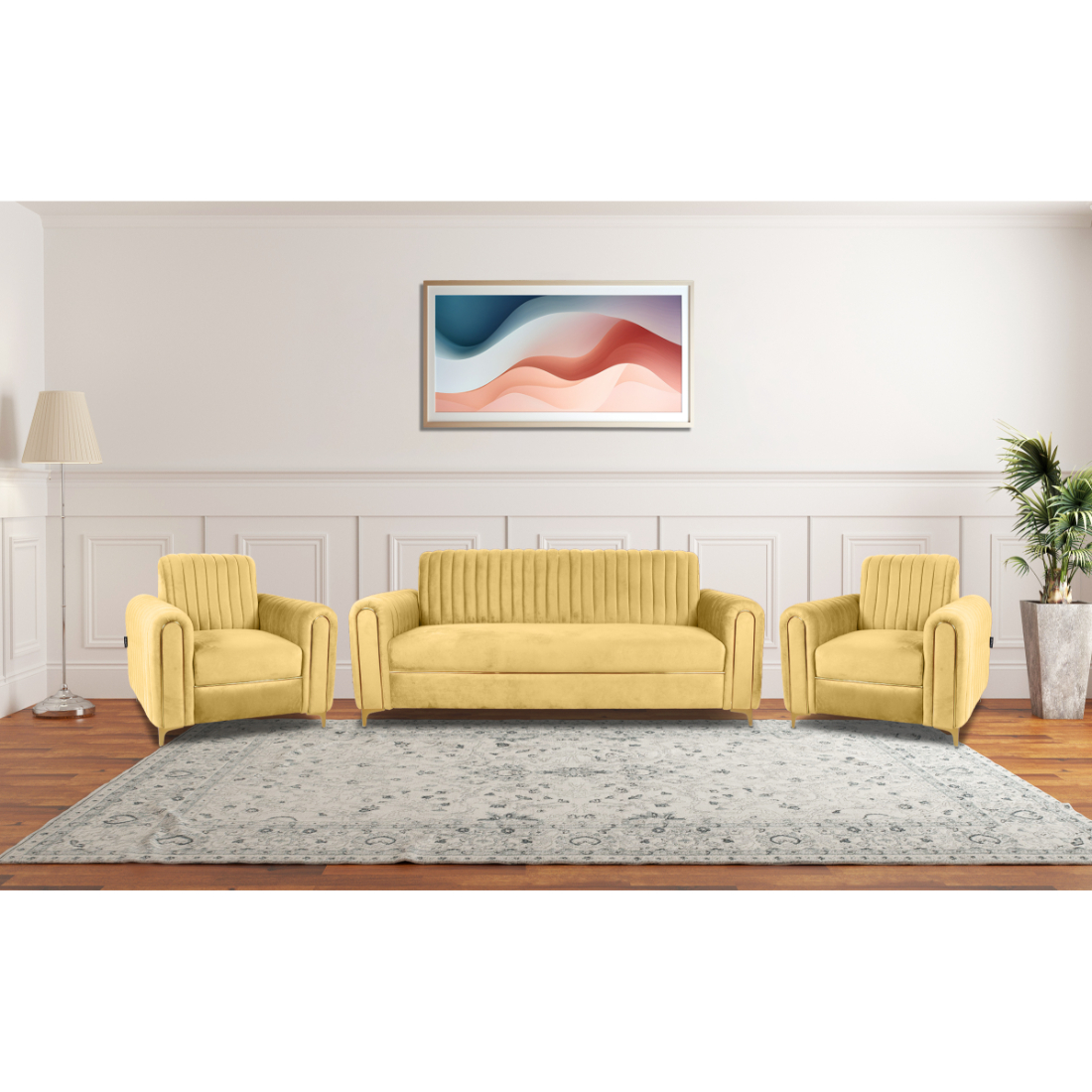 Primrose Austin 3+1+1 Seater Sofa Set - Yellow