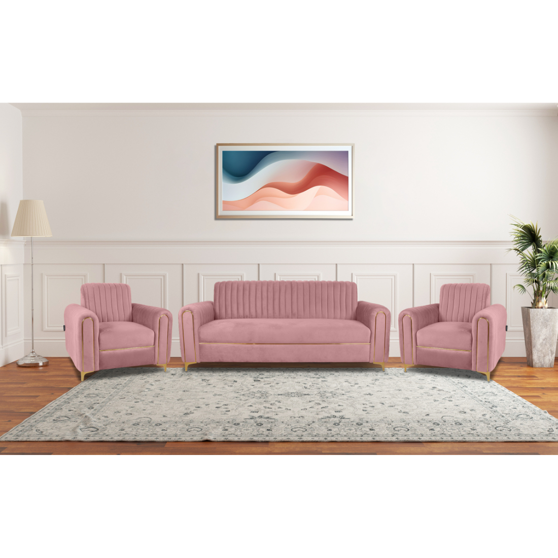 Primrose Austin 3+1+1 Seater Sofa Set - Pink
