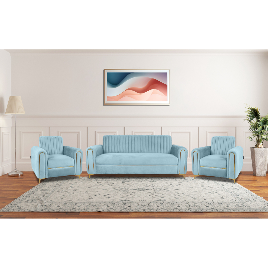 Primrose Austin 3+1+1 Seater Sofa Set - Teal