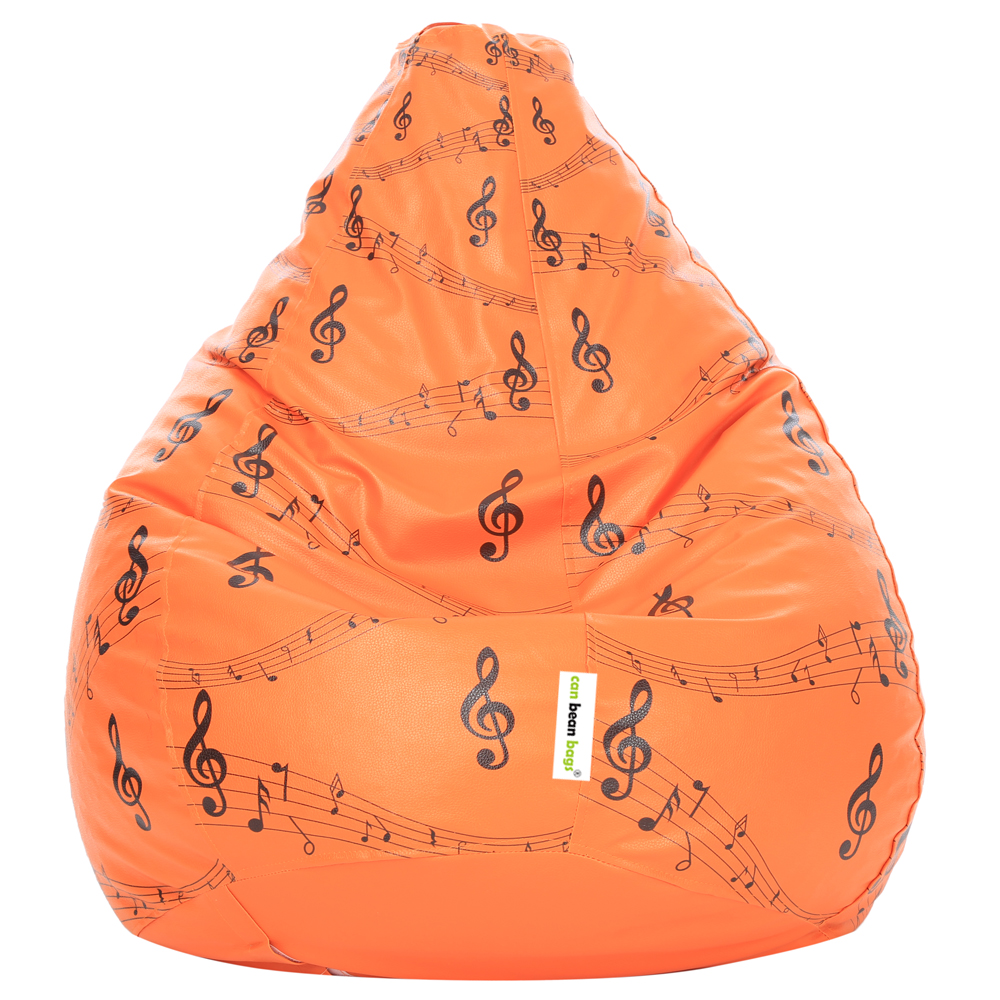 Orka Digital Printed Jumbo Filled Bean Bag With Beans (Music, Orange,Black)