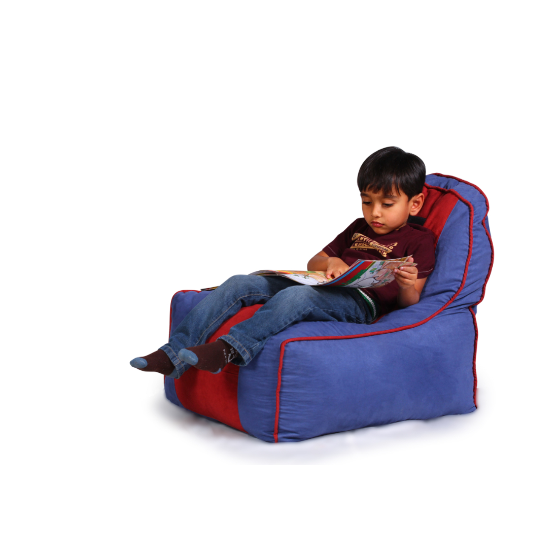 Orka Kids Lounger  Filled With Beans - Blue, Red