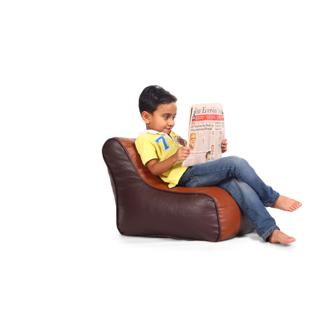 Orka Kids Gamer Chair Bean Bag Filled With Beans - Browm, Tan