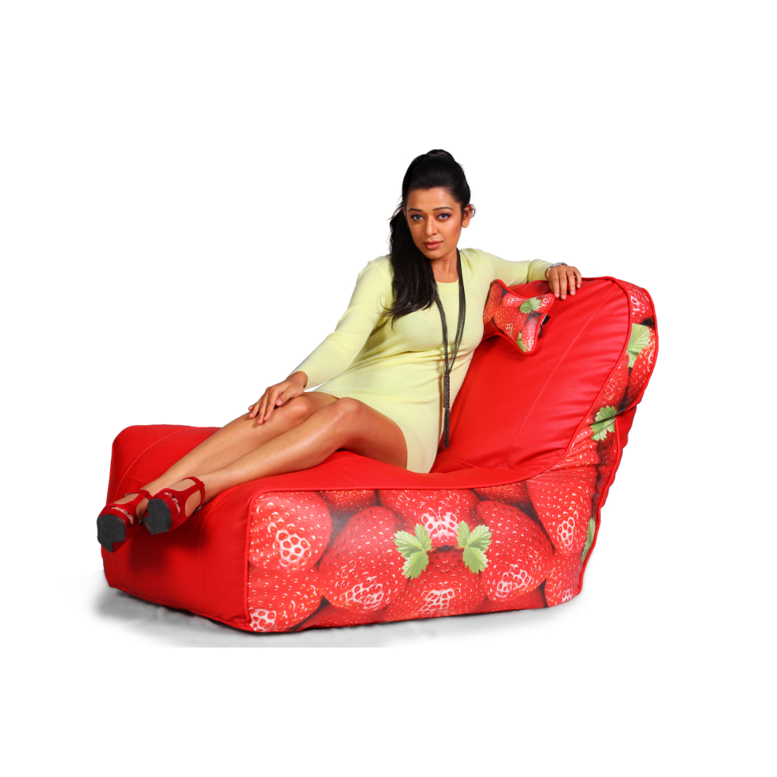 Orka Digital Printed Video Rocker With Headrst Filled With Beans - (Strawberry Red)