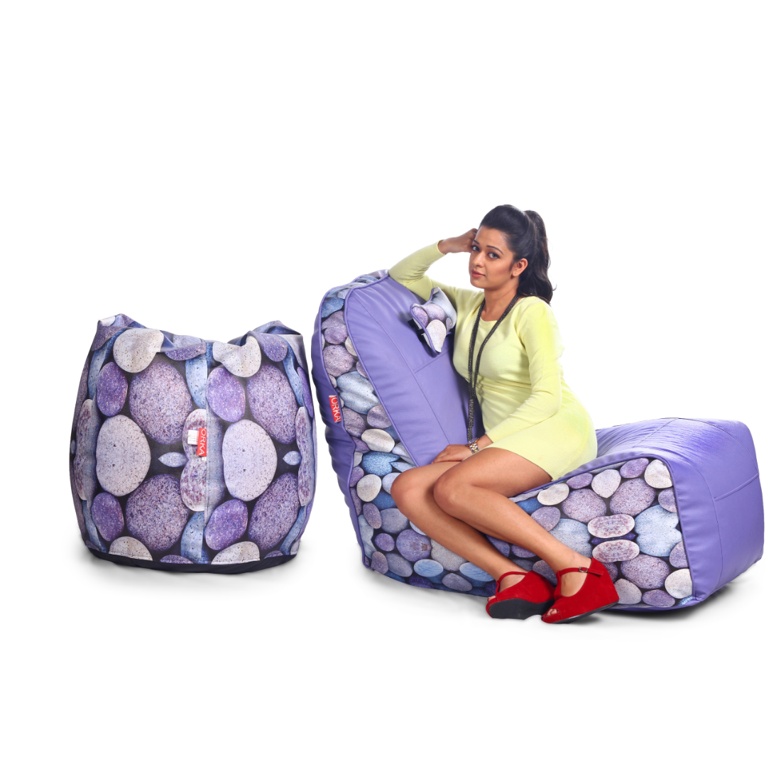 Orka Digital Printed Pebbles Video Rocker With Matching Bean Bag Filled With Beans