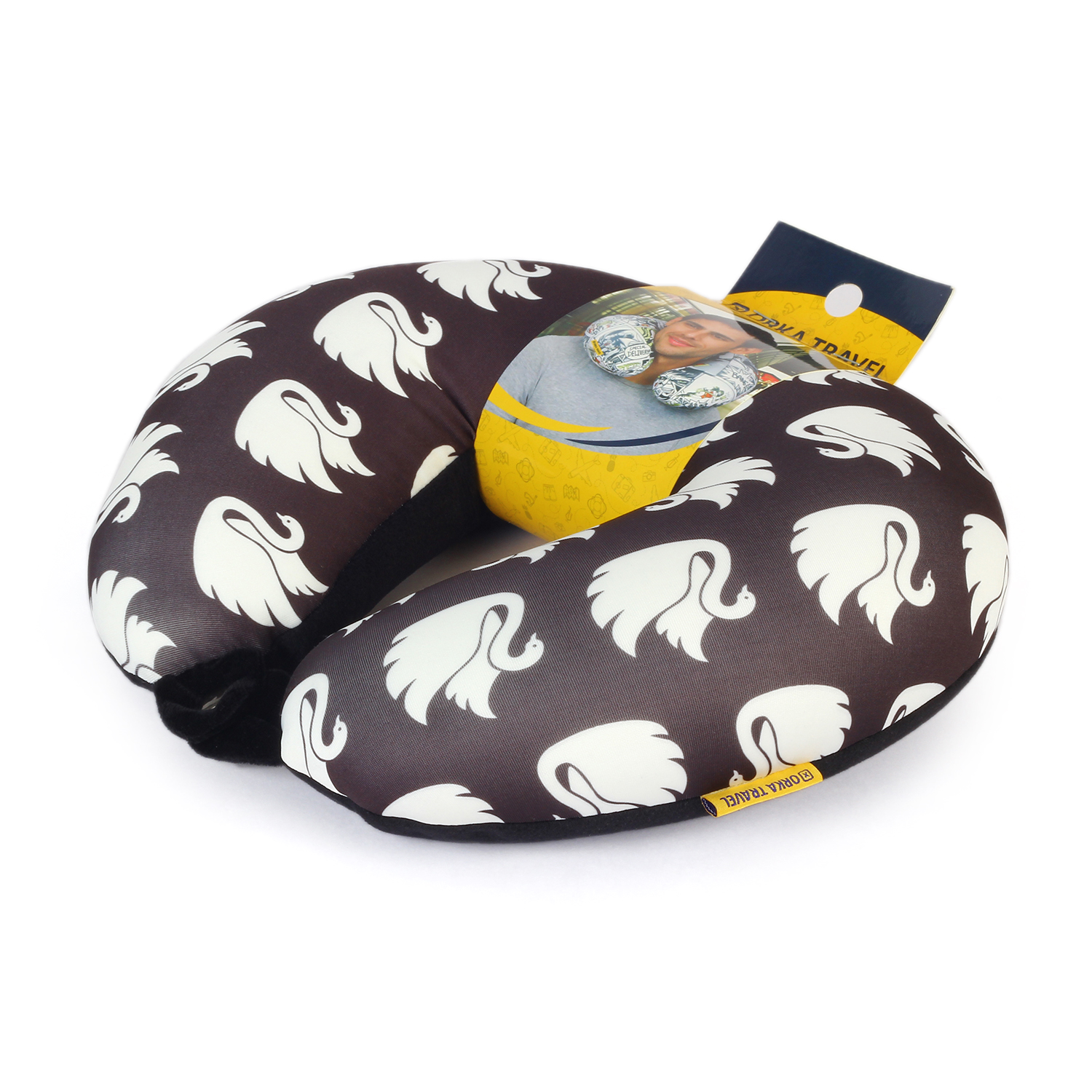 Orka Digital Printed Spandex Stretchable Fabric Microbeads U Neck Pillow (D12, Pack of 1)