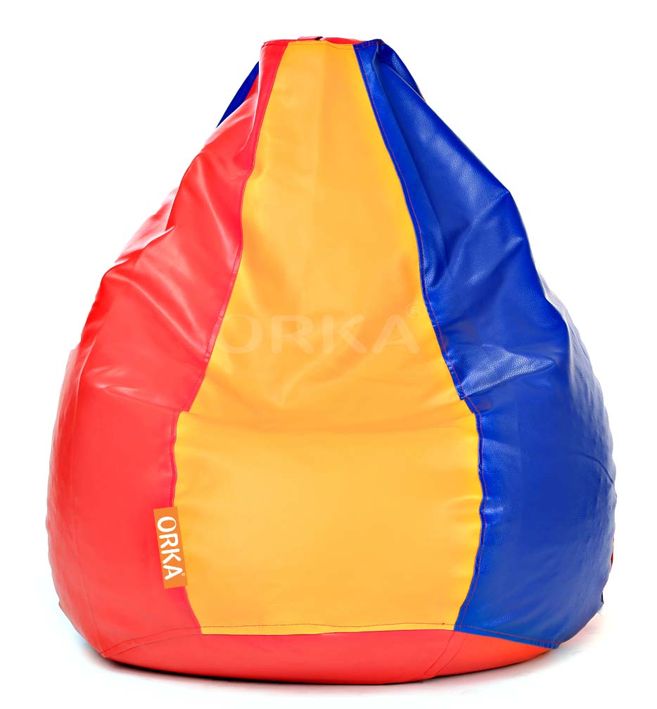 Orka Classic Jumbo Orange, Blue Color Filled Bean Bag With Beans
