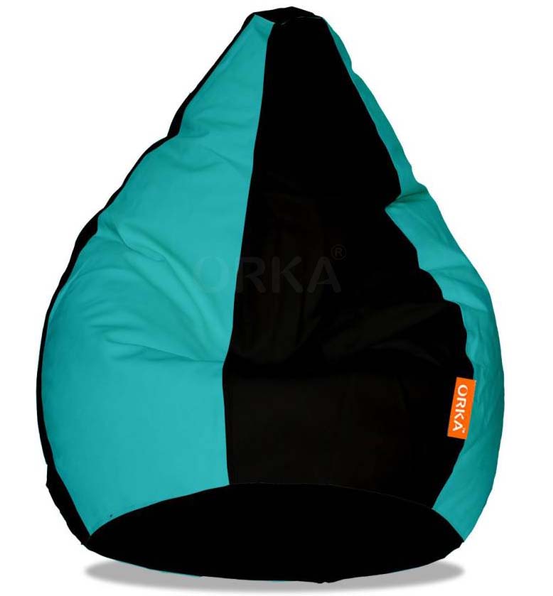 Orka Classic Monster Teal, Black Color Filled Bean Bag With Beans
