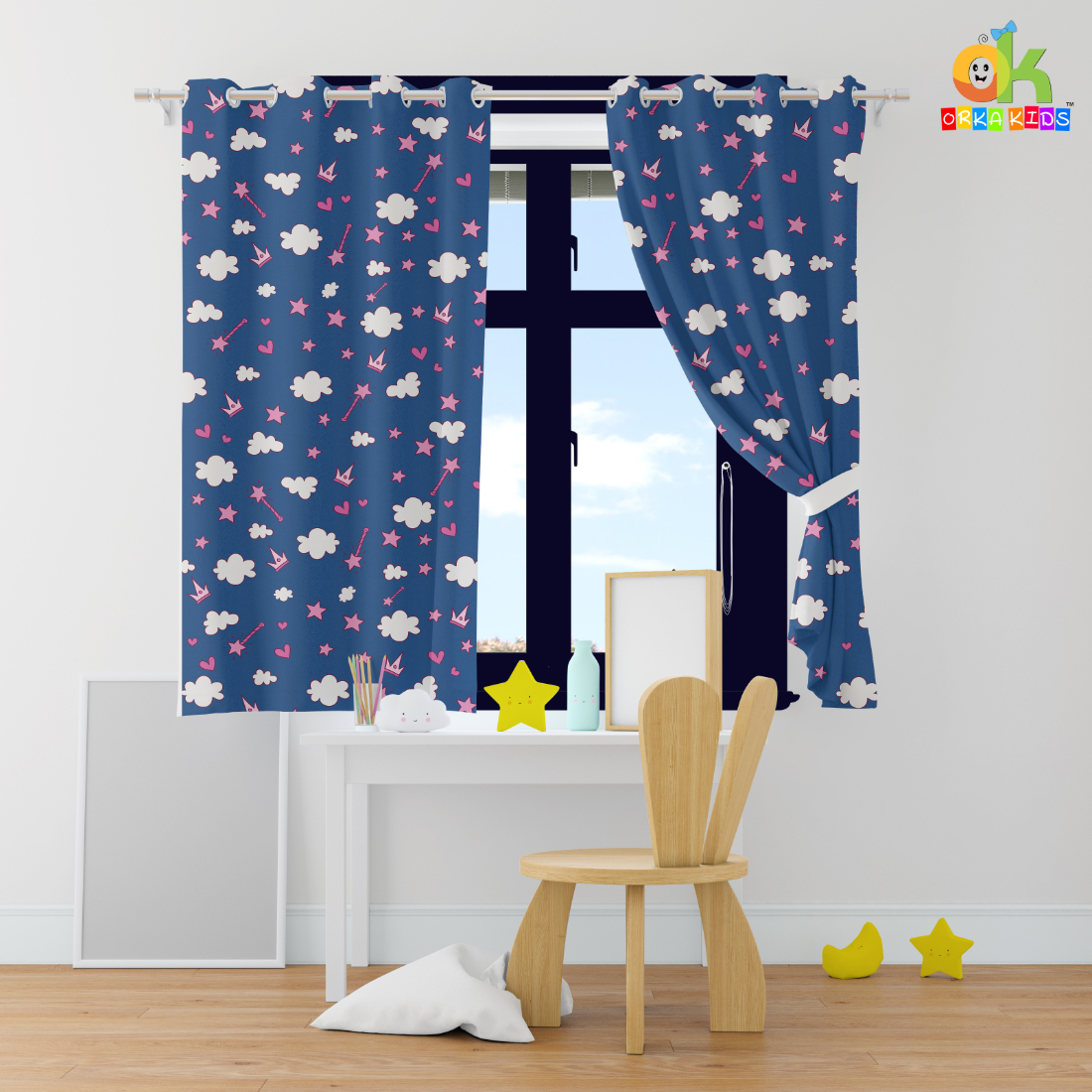 Orka Kids Window Curtain Pack of 2, (D1)