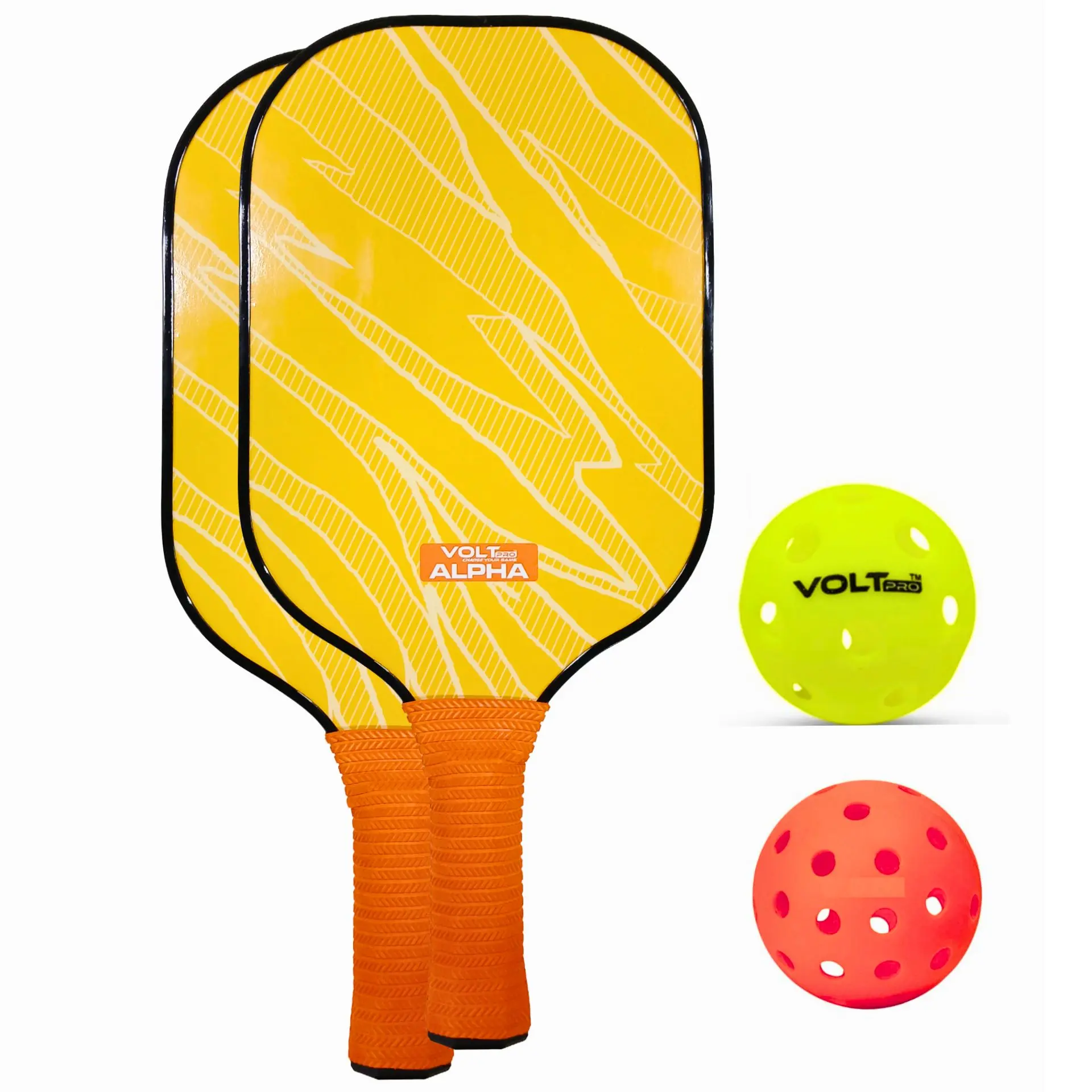 VoltPro Pickleball Paddle Set - Wooden Pickleball Paddles - Includes 2 Paddles, 2 Outdoor Balls